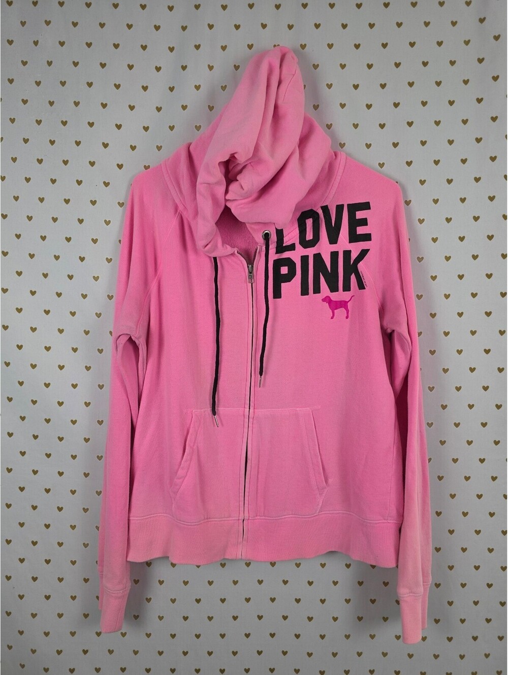 Victorias Secret Pink Love Vintage Full zip hoodie Jacket Large